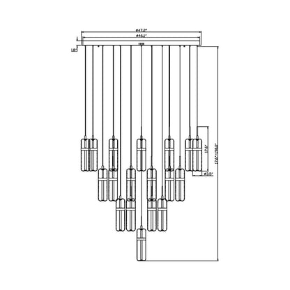 Verona Grand LED Chandelier - line drawing.
