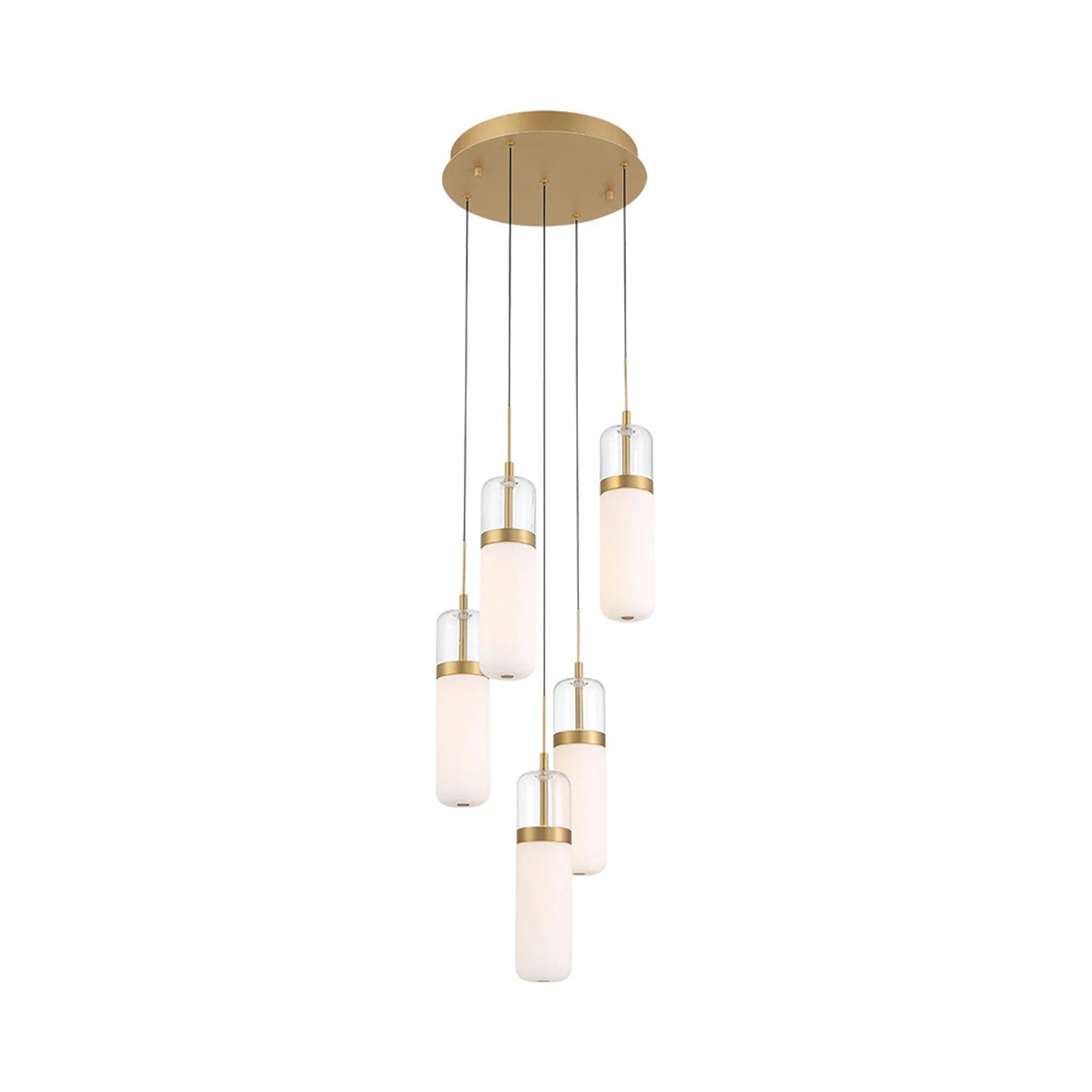 Verona Multi Light LED Pendant Light in Painted Antique Brass (5-Light).