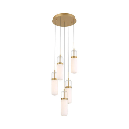 Verona Multi Light LED Pendant Light in Painted Antique Brass (5-Light).