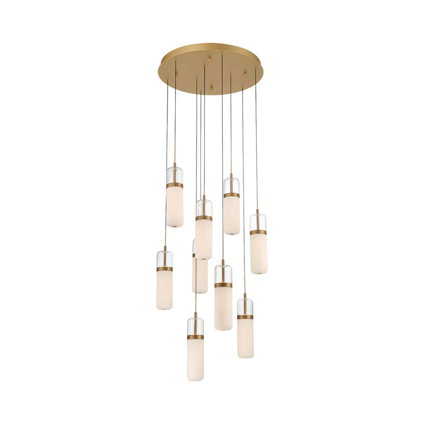 Verona Multi Light LED Pendant Light in Painted Antique Brass (9-Light).