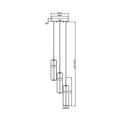 Verona Multi Light LED Pendant Light - line drawing.
