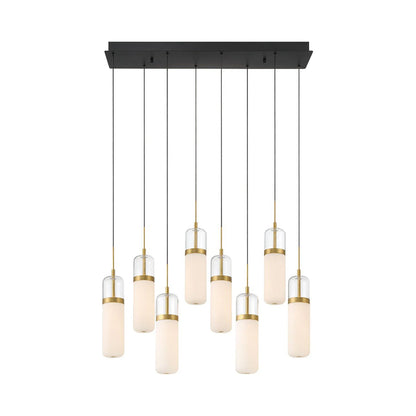 Verona Rectangular LED Chandelier in Matte Black (8-Light).