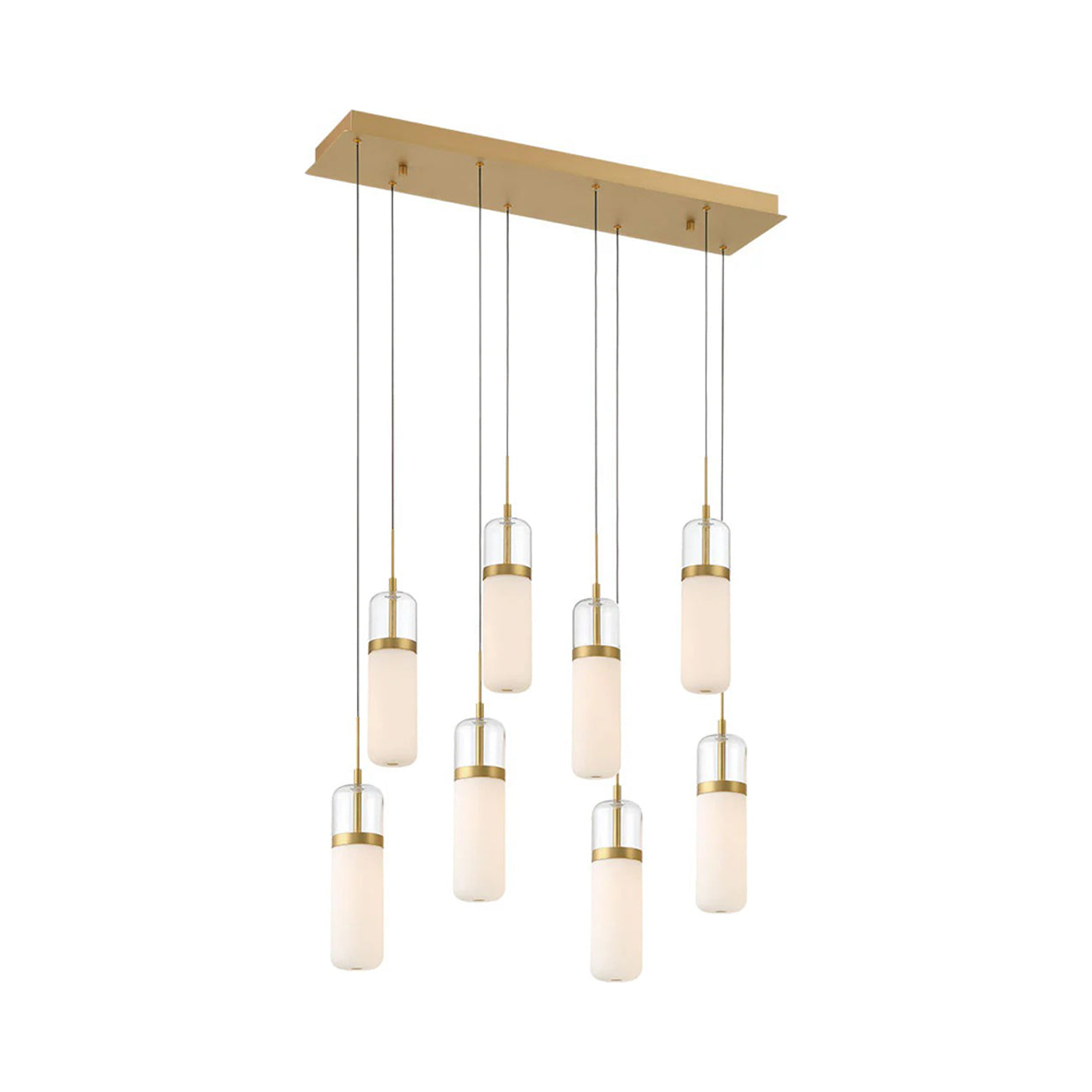 Verona Rectangular LED Chandelier in Painted Antique Brass (8-Light).