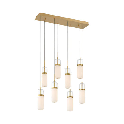 Verona Rectangular LED Chandelier in Painted Antique Brass (8-Light).
