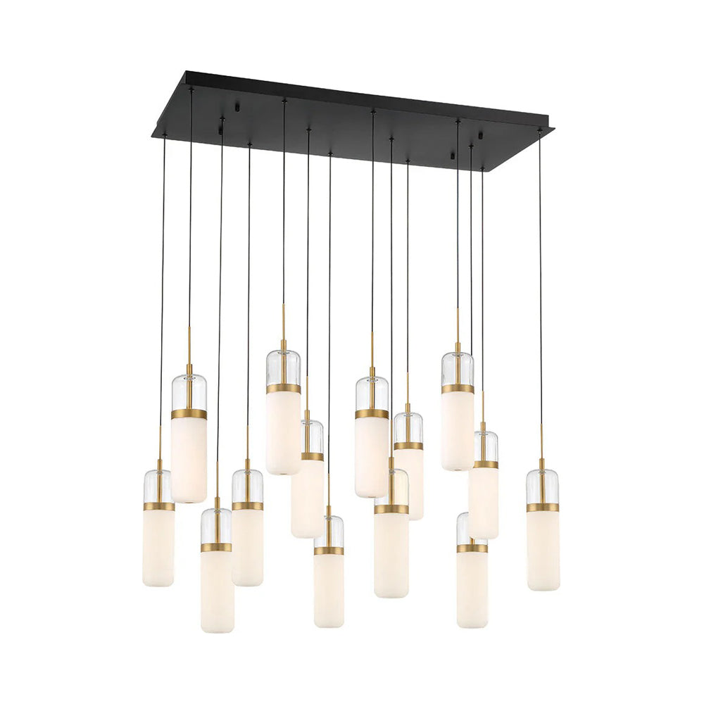 Verona Rectangular LED Chandelier in Matte Black (14-Light).