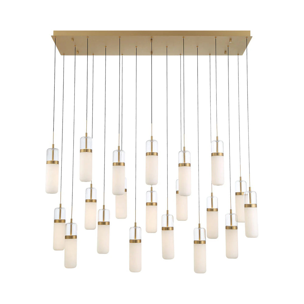 Verona Rectangular LED Chandelier in Painted Antique Brass (20-Light).