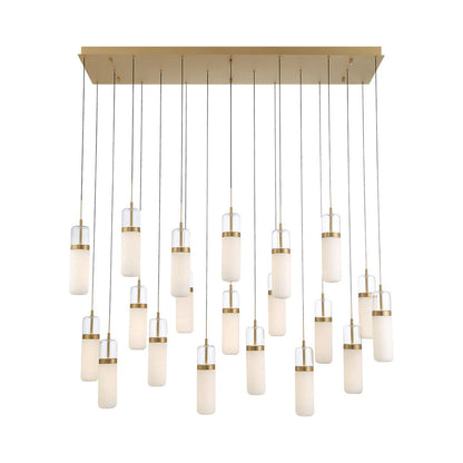 Verona Rectangular LED Chandelier in Painted Antique Brass (20-Light).