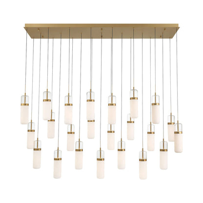 Verona Rectangular LED Chandelier in Painted Antique Brass (23-Light).