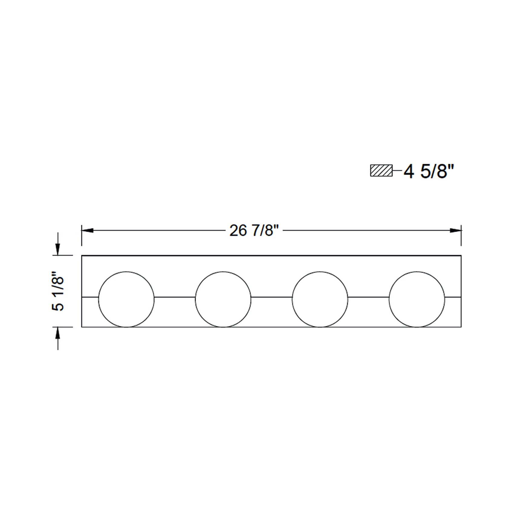 Vinci LED Bath Vanity Light - line drawing.