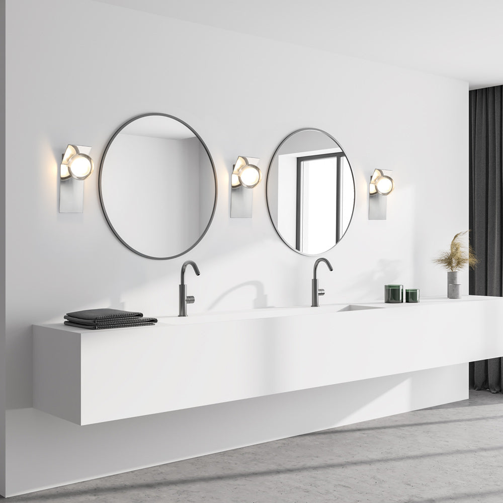 Vinci Vertical LED Wall Light in bathroom.
