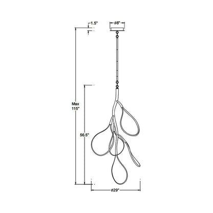 Volare LED Chandelier - line drawing.