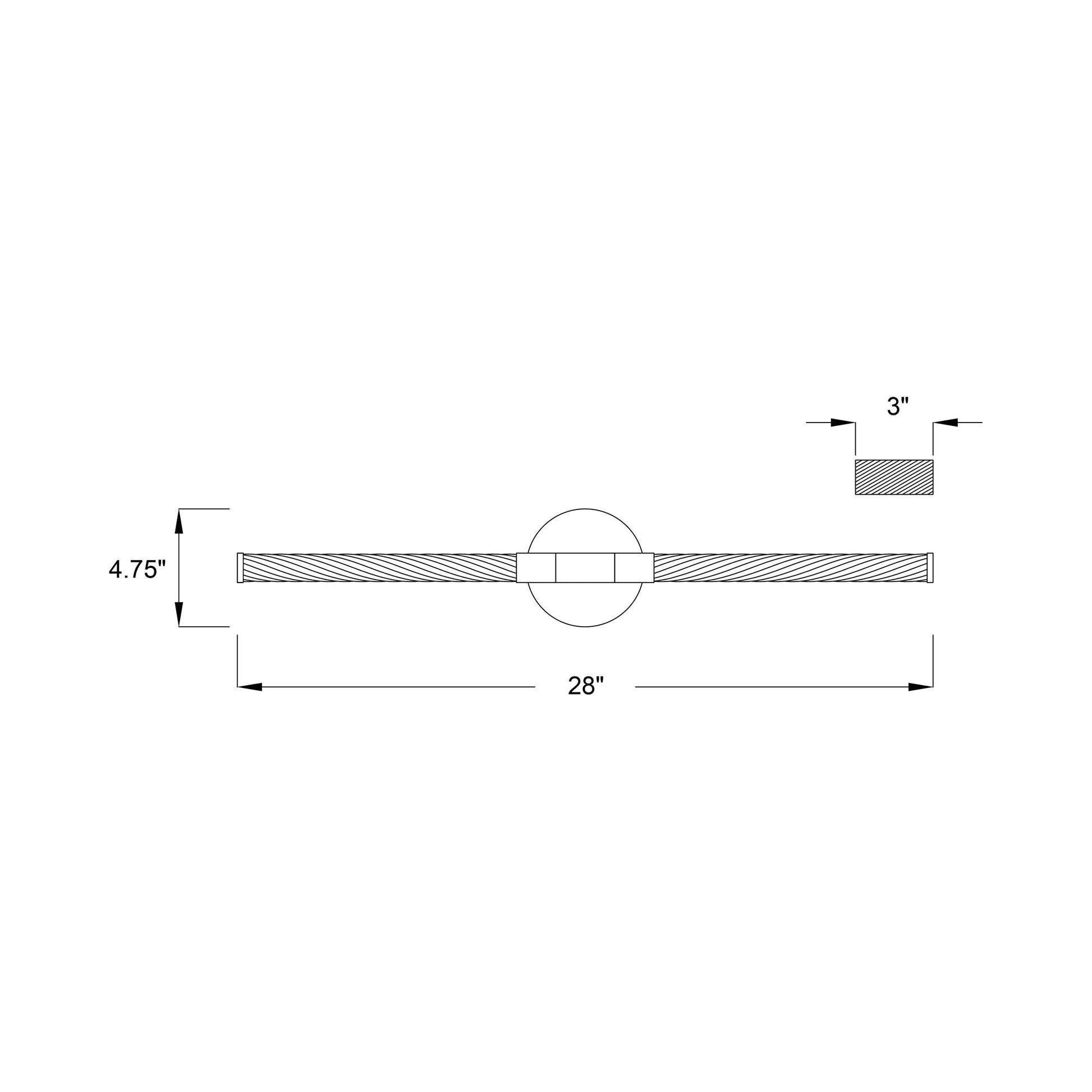 Volterra LED Bath Vanity Light - line drawing.