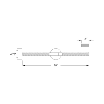Volterra LED Bath Vanity Light - line drawing.