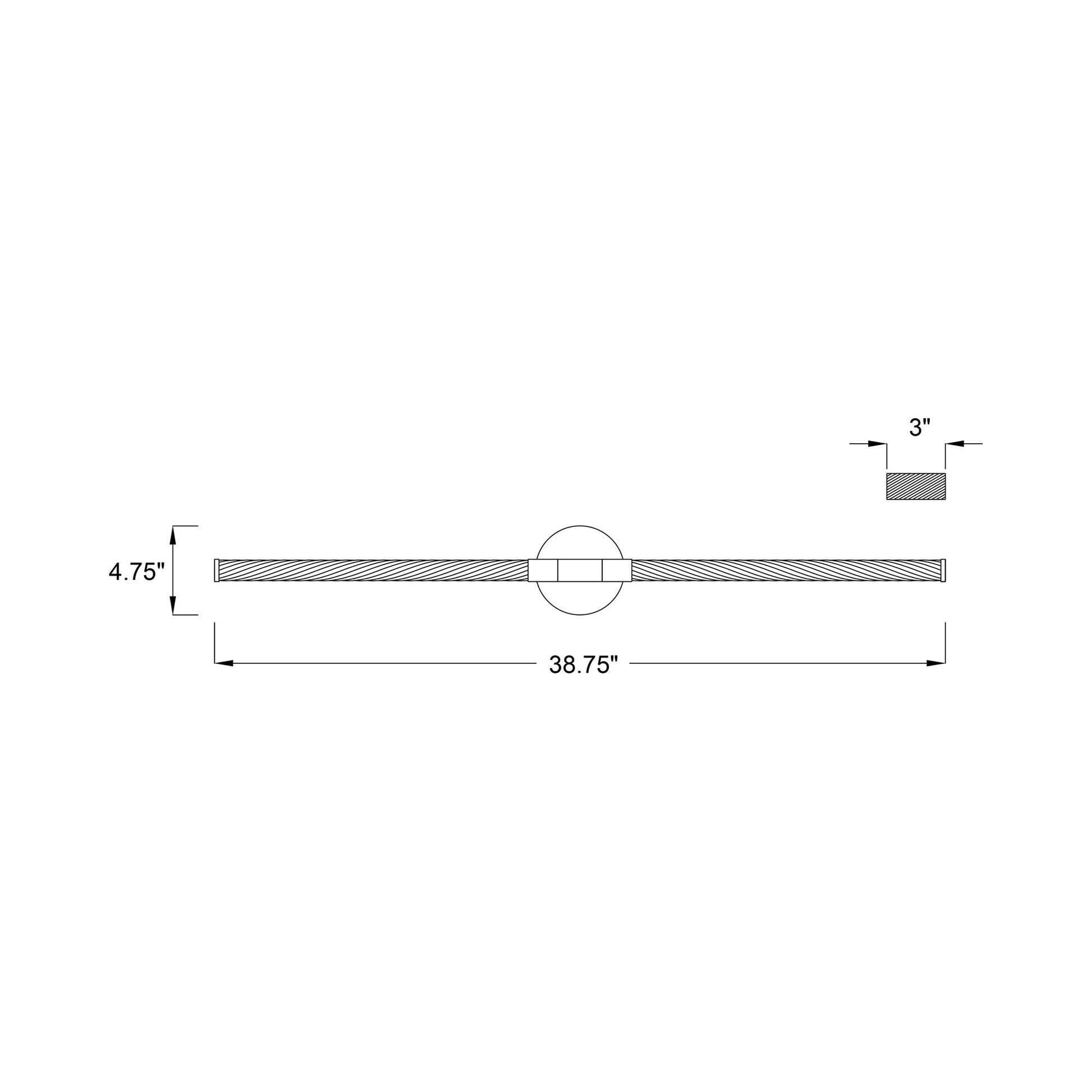 Volterra LED Bath Vanity Light - line drawing.