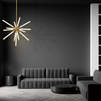 Volterra LED Chandelier in living room.