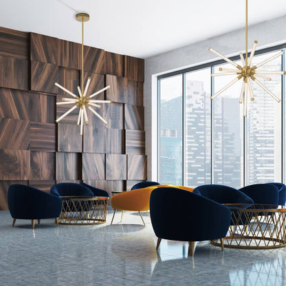 Volterra LED Chandelier in living room.