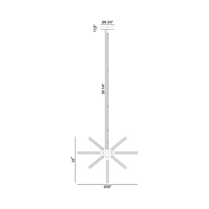 Volterra LED Chandelier - line drawing.