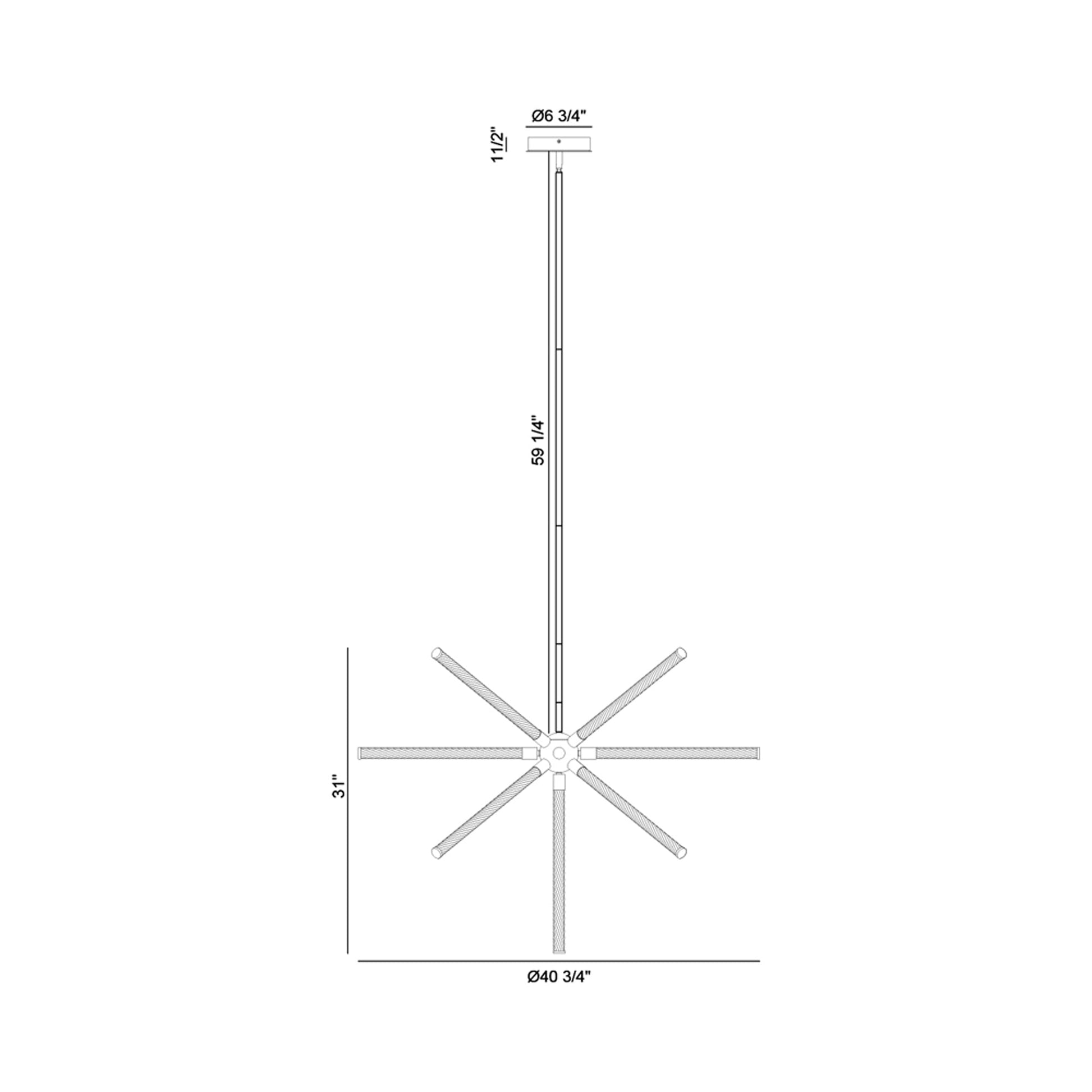 Volterra LED Chandelier - line drawing.