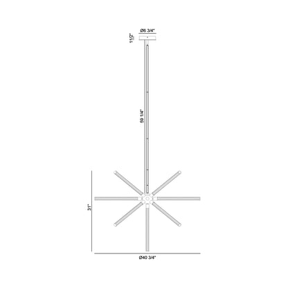 Volterra LED Chandelier - line drawing.