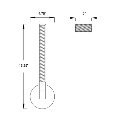 Volterra LED Bath Wall Light - line drawing.