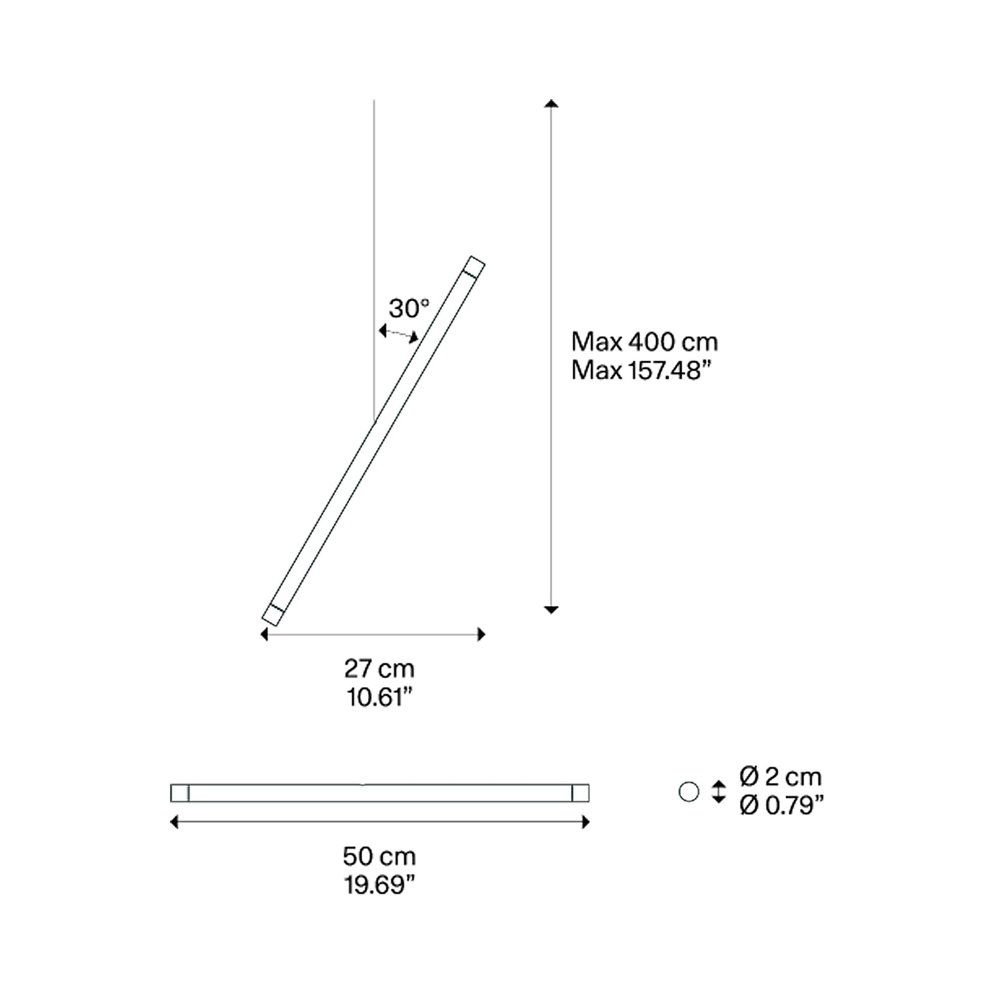 A-Tube Nano Duo LED Pendant Light - line drawing.