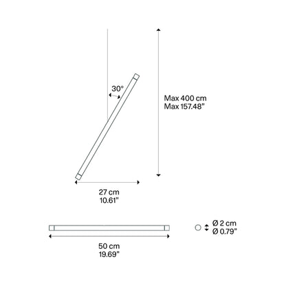 A-Tube Nano Duo LED Pendant Light - line drawing.
