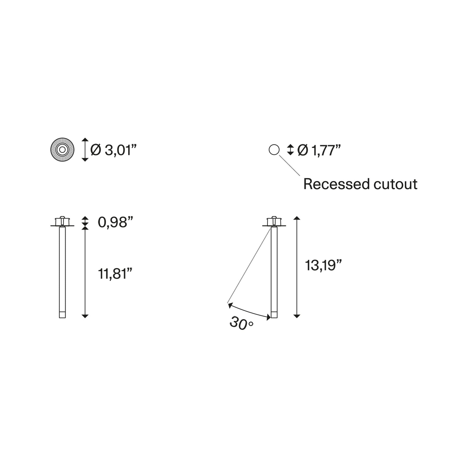 A-Tube Nano Swing LED Flush Mount Ceiling Light - line drawing.