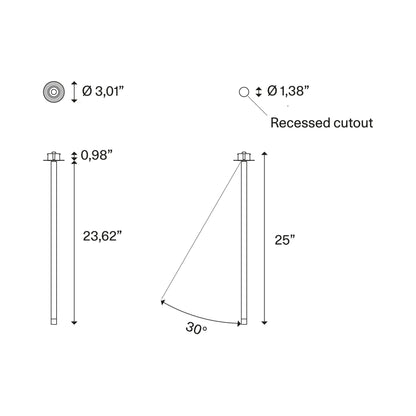 A-Tube Nano Swing LED Flush Mount Ceiling Light - line drawing.