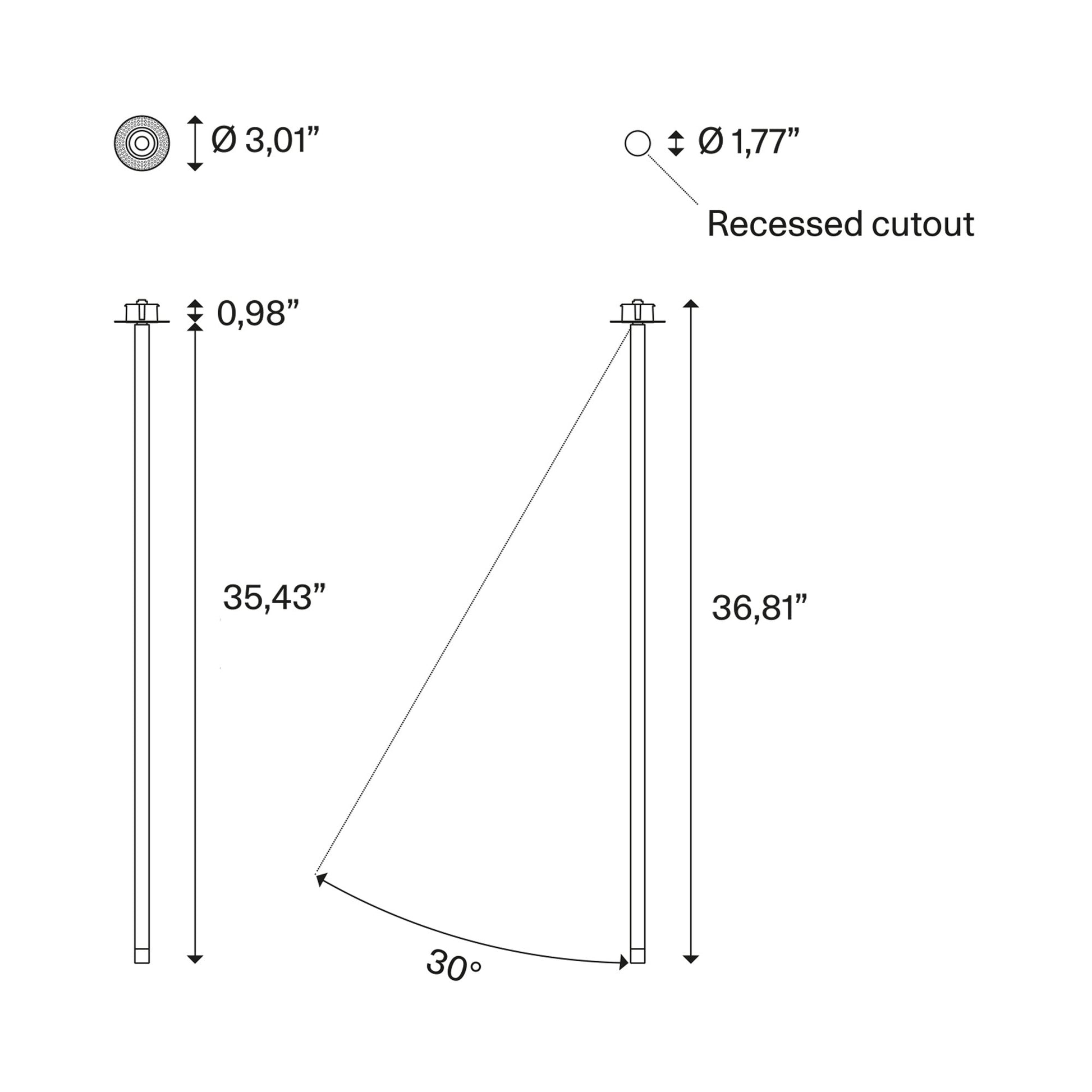 A-Tube Nano Swing LED Flush Mount Ceiling Light - line drawing.