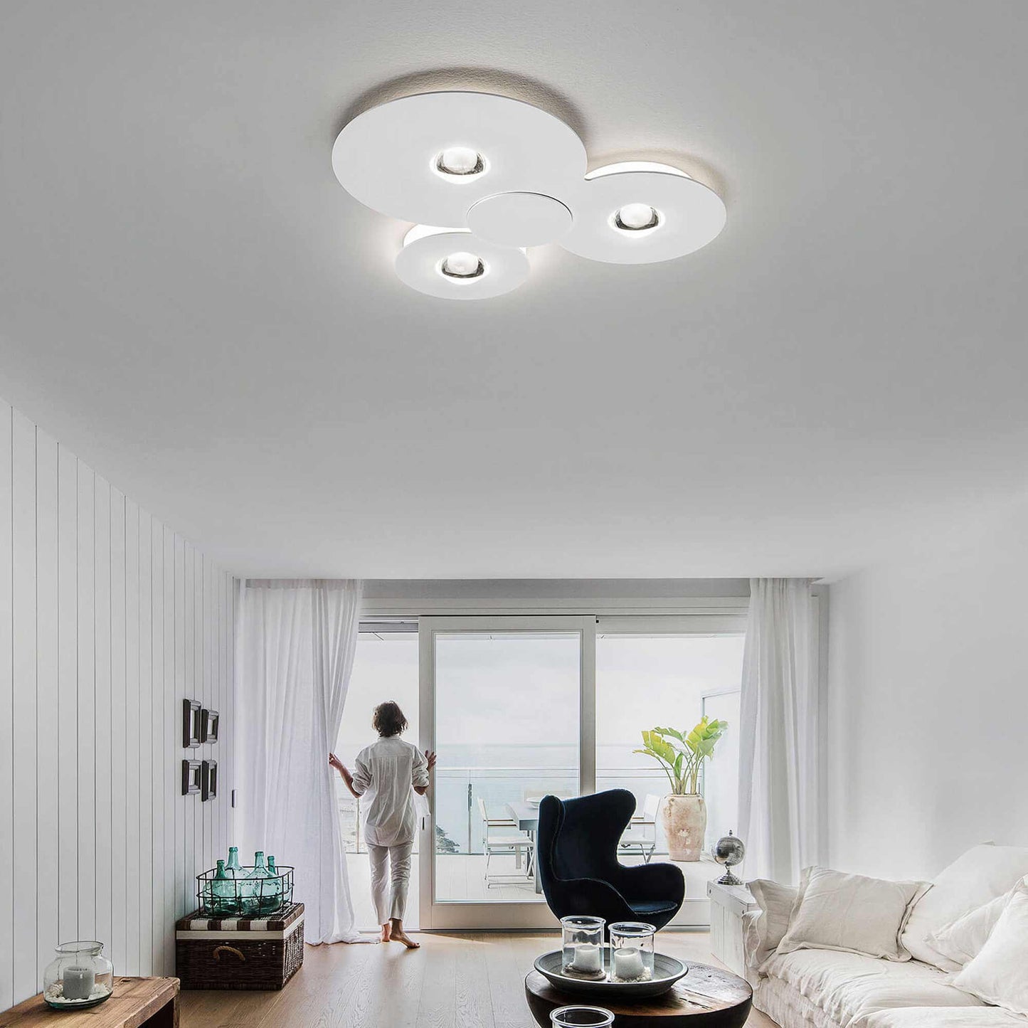 Bugia LED Multi Light Flush Mount Ceiling Light in living room.