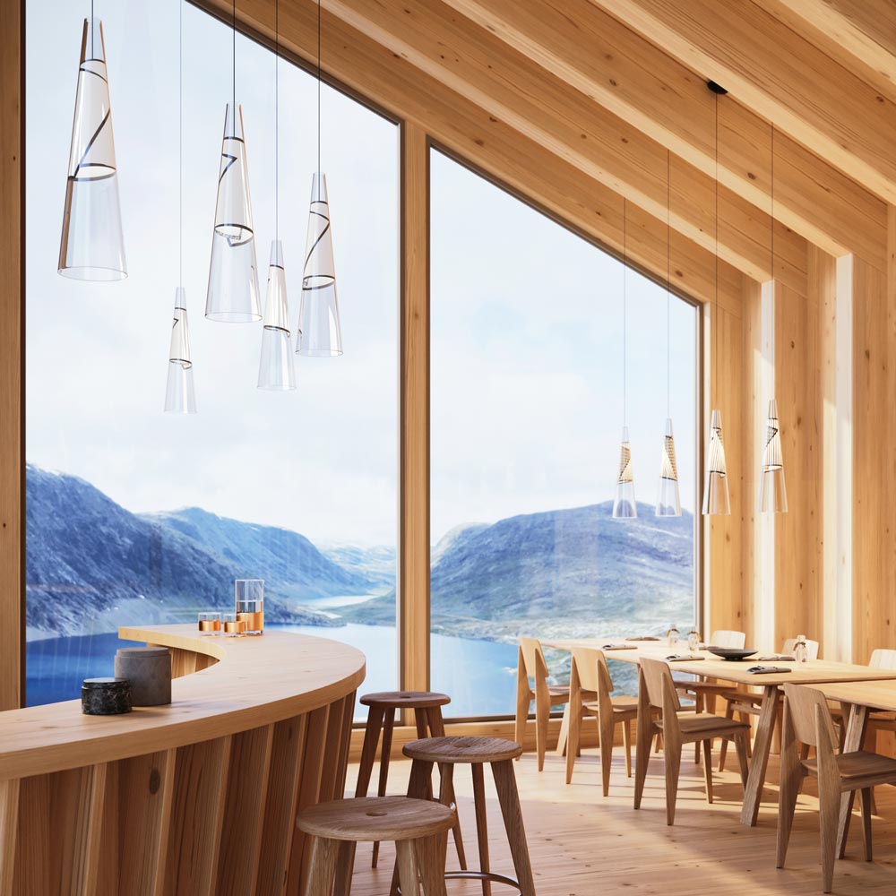 Cono di Luce LED Pendant Light in dining room.