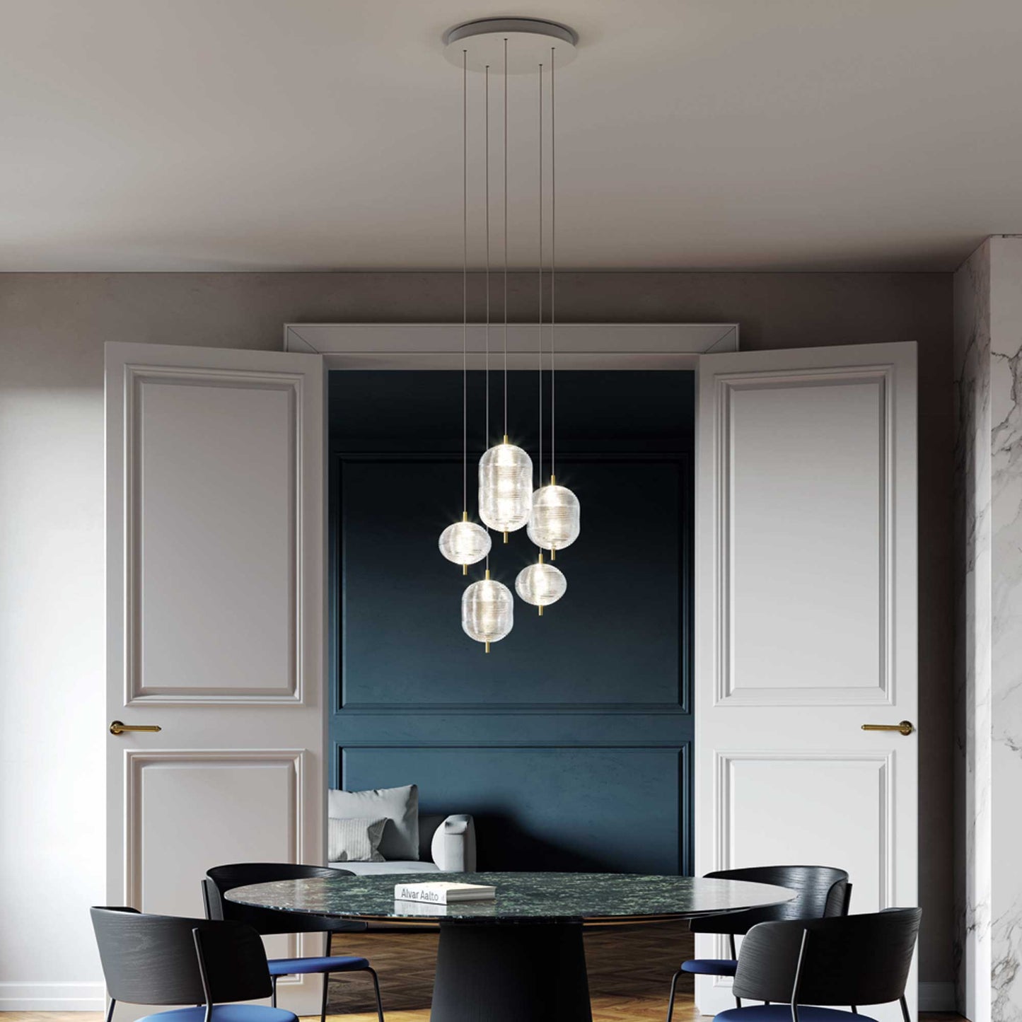 Jefferson Mini LED Pendant Light in dining room.