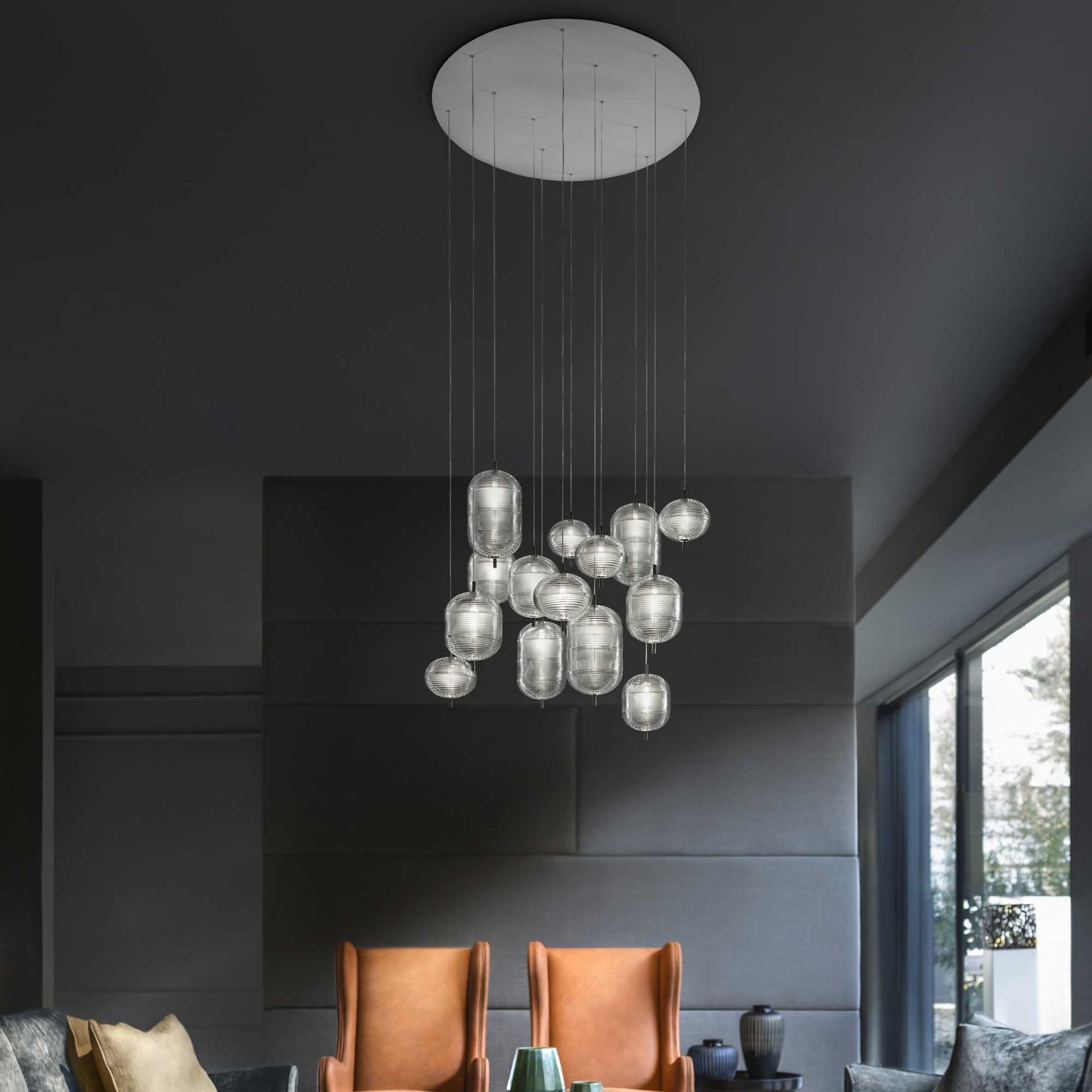 Jefferson Mini LED Pendant Light in living room.