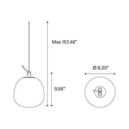 Oblo'Cluster LED Pendant Light - line drawing.