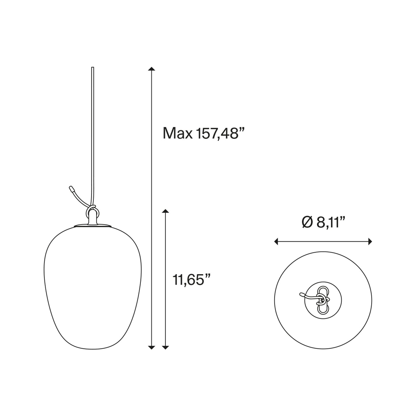 Oblo'Cluster LED Pendant Light - line drawing.