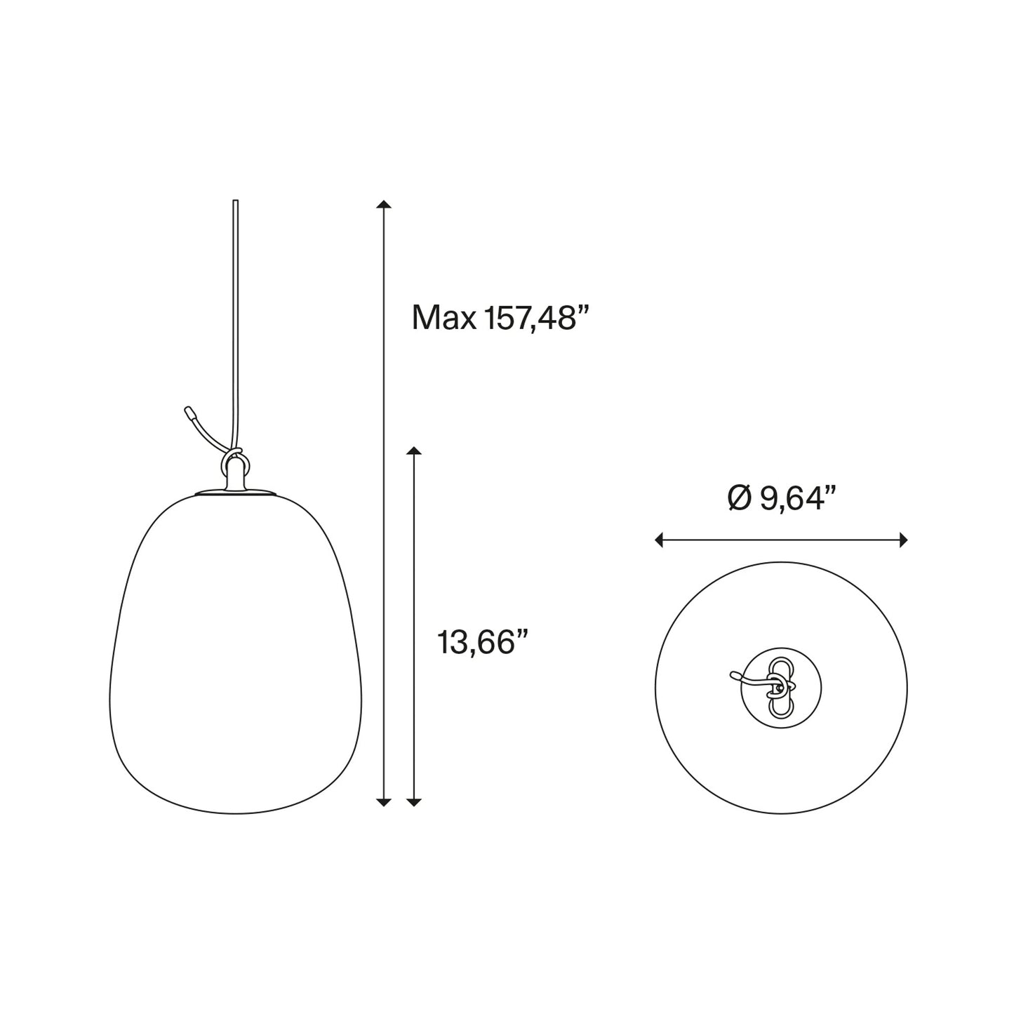 Oblo'Cluster LED Pendant Light - line drawing.