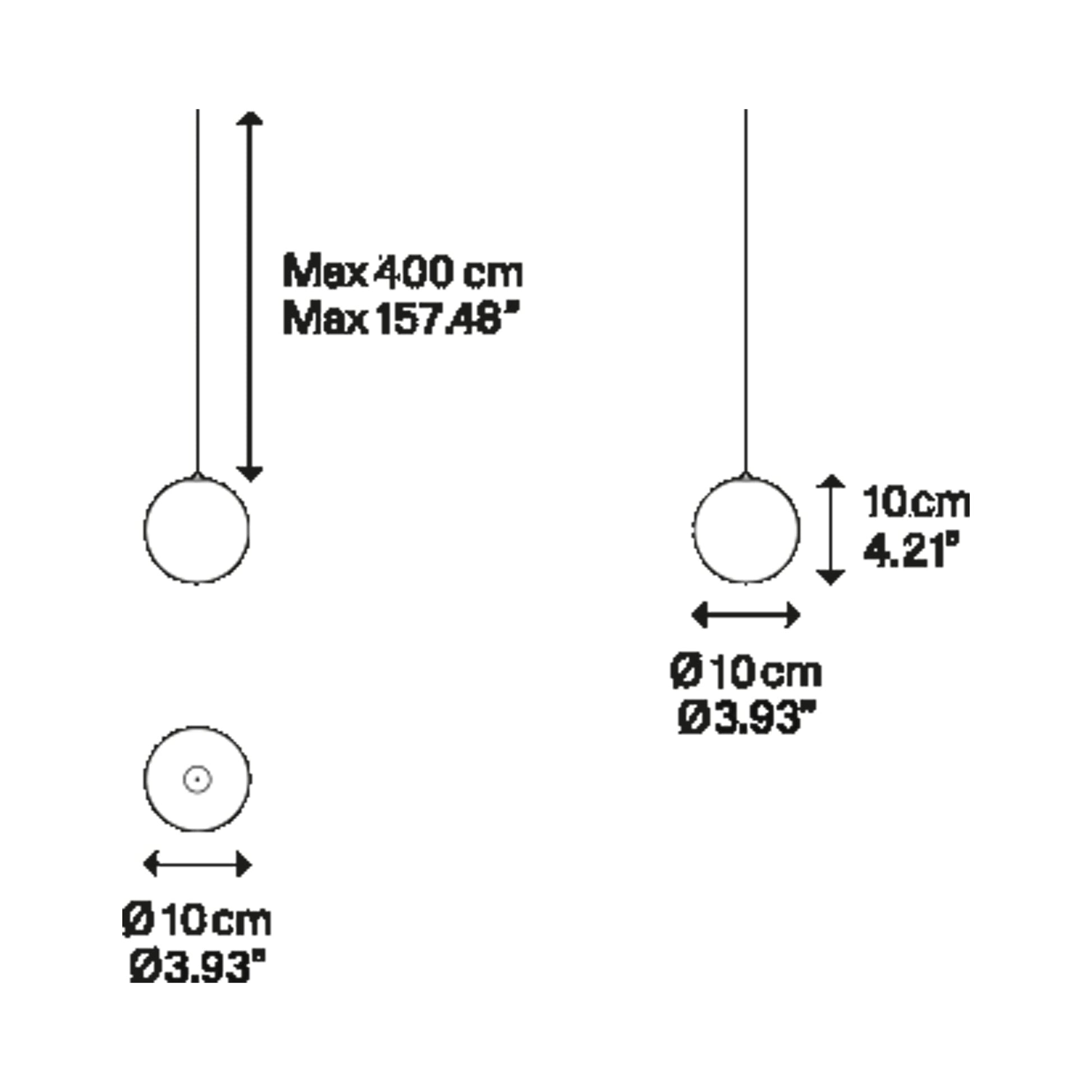 Random Solo LED Pendant Light - line drawing.