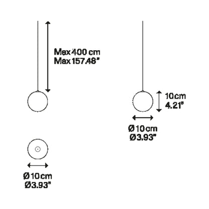 Random Solo LED Pendant Light - line drawing.