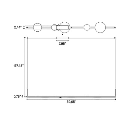 Random Stick Long LED Pendant Light - line drawing.