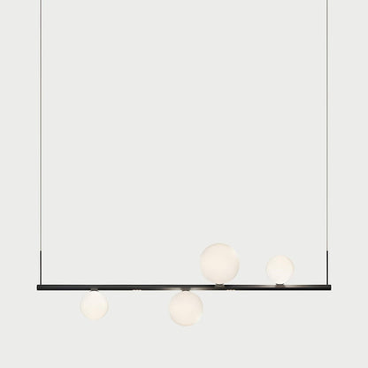 Random Stick Short LED Pendant Light in Black/Chrome/Frosted White.