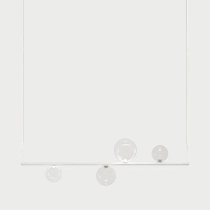 Random Stick Short LED Pendant Light in Matte White/Clear.
