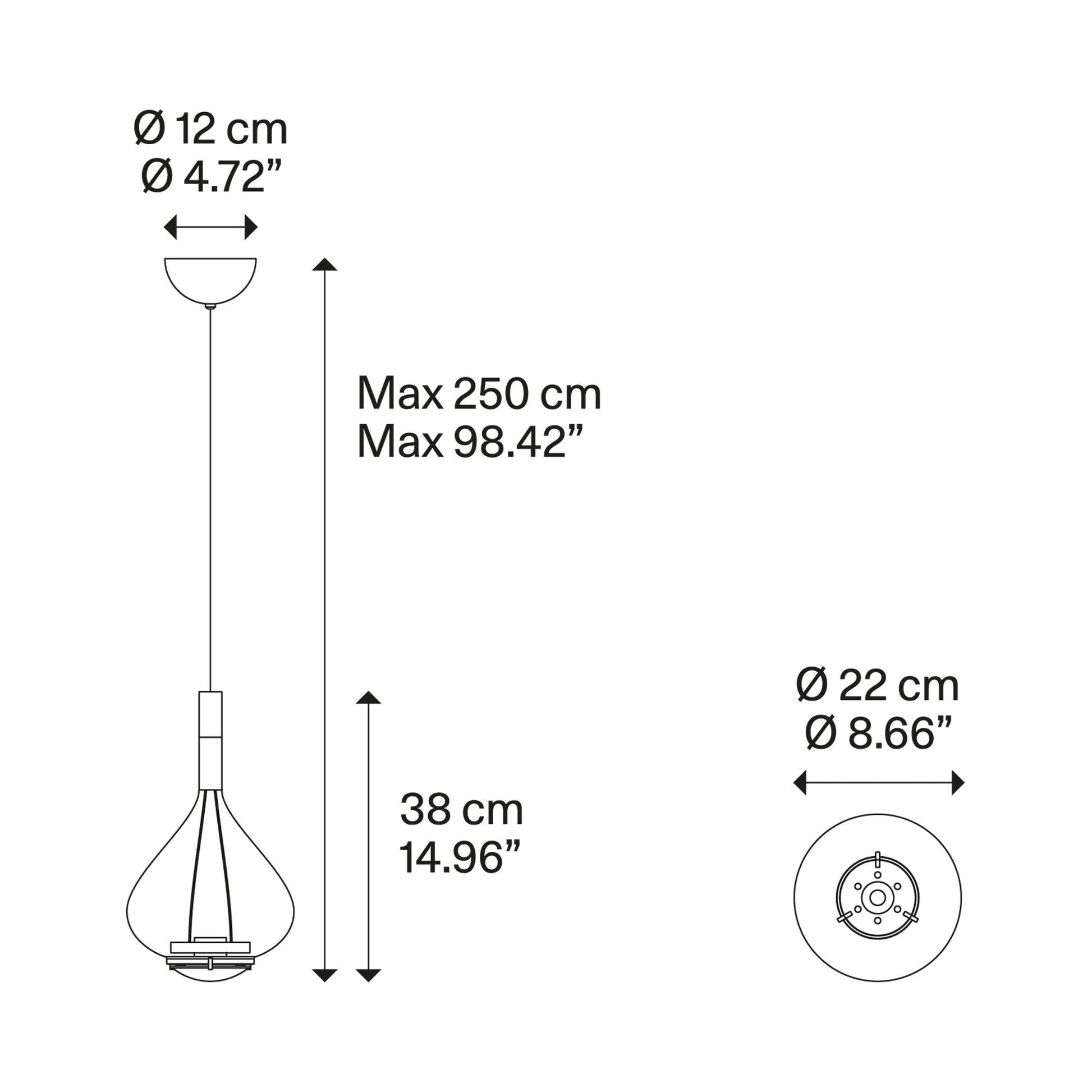 Sky-Fall LED Pendant Light - line drawing.