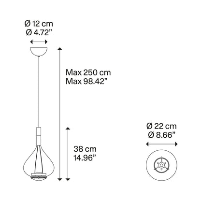 Sky-Fall LED Pendant Light - line drawing.