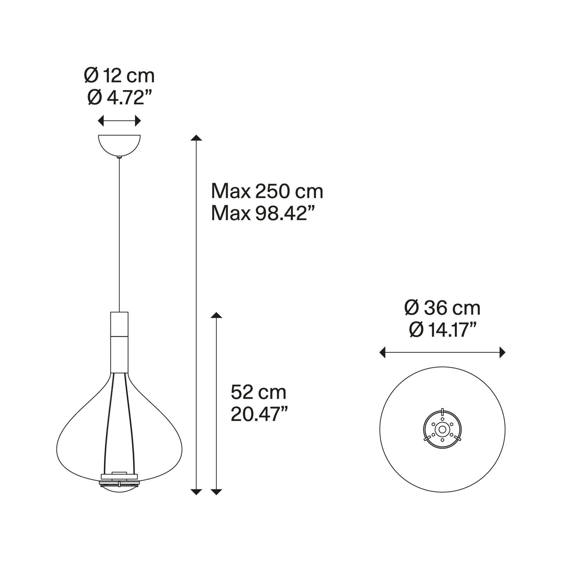 Sky-Fall LED Pendant Light - line drawing.