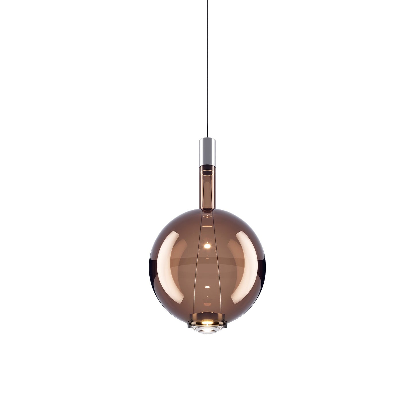 Sky-Fall Round LED Pendant Light in Glossy Bronze (Medium).