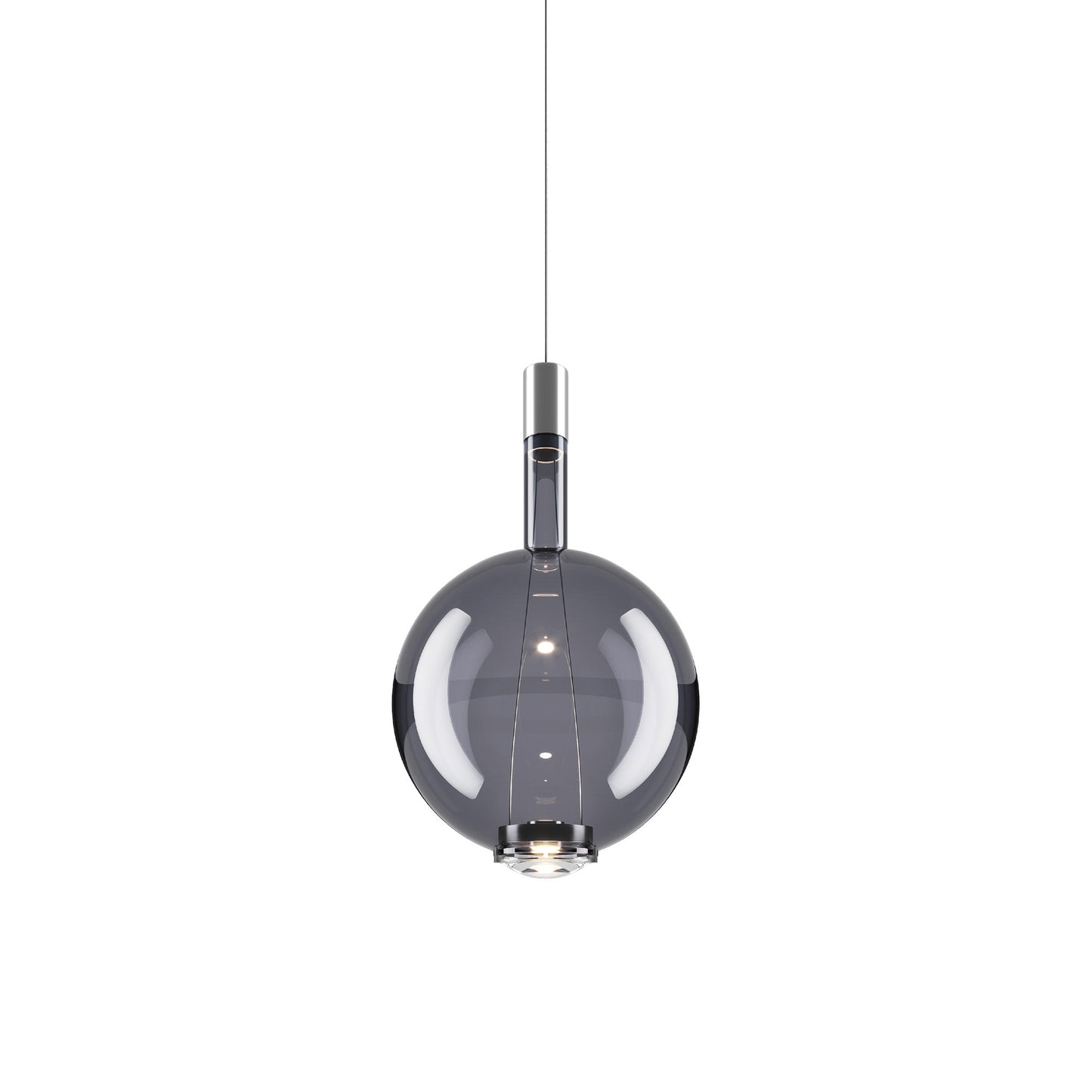 Sky-Fall Round LED Pendant Light in Glossy Smoke (Medium).