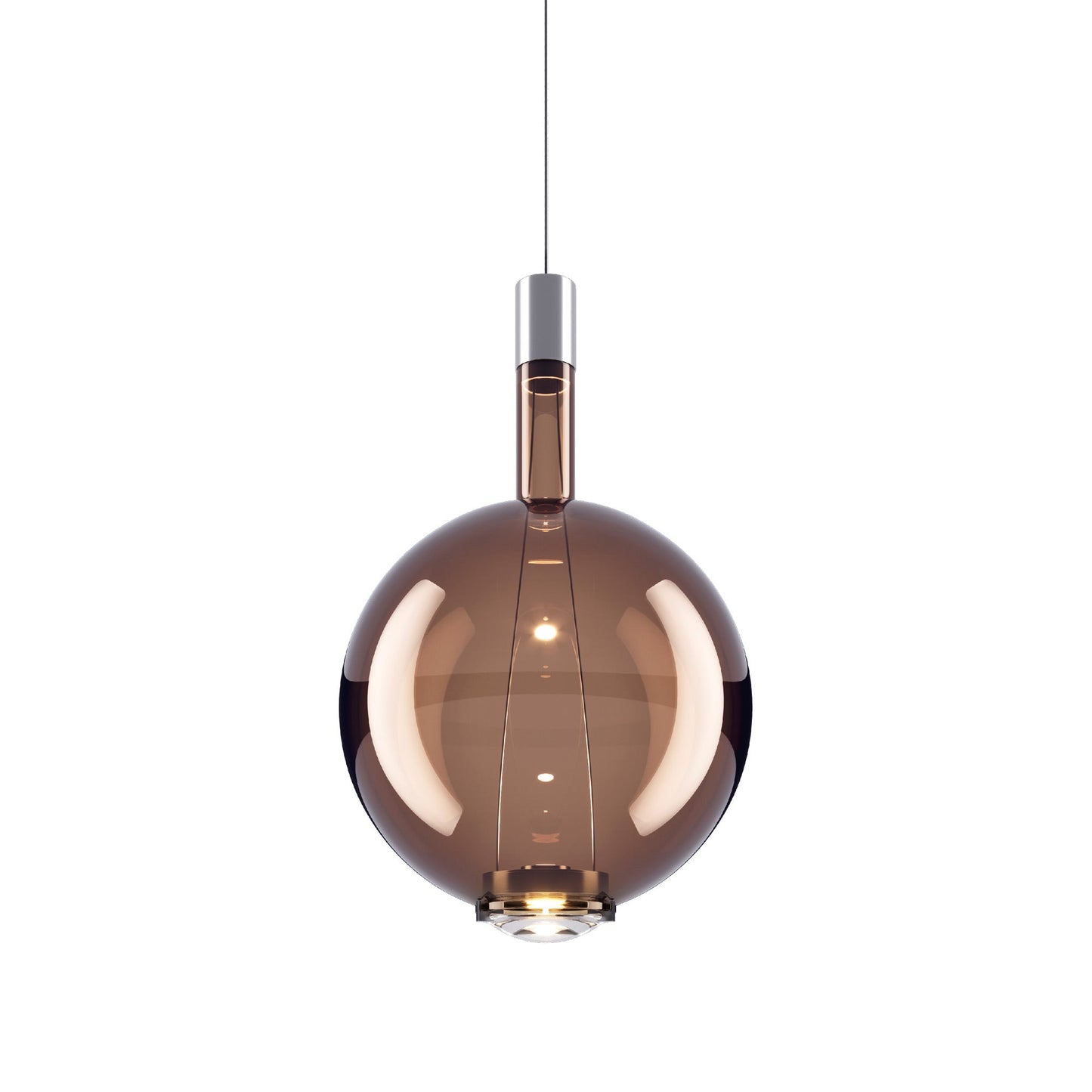 Sky-Fall Round LED Pendant Light in Glossy Bronze (Large).