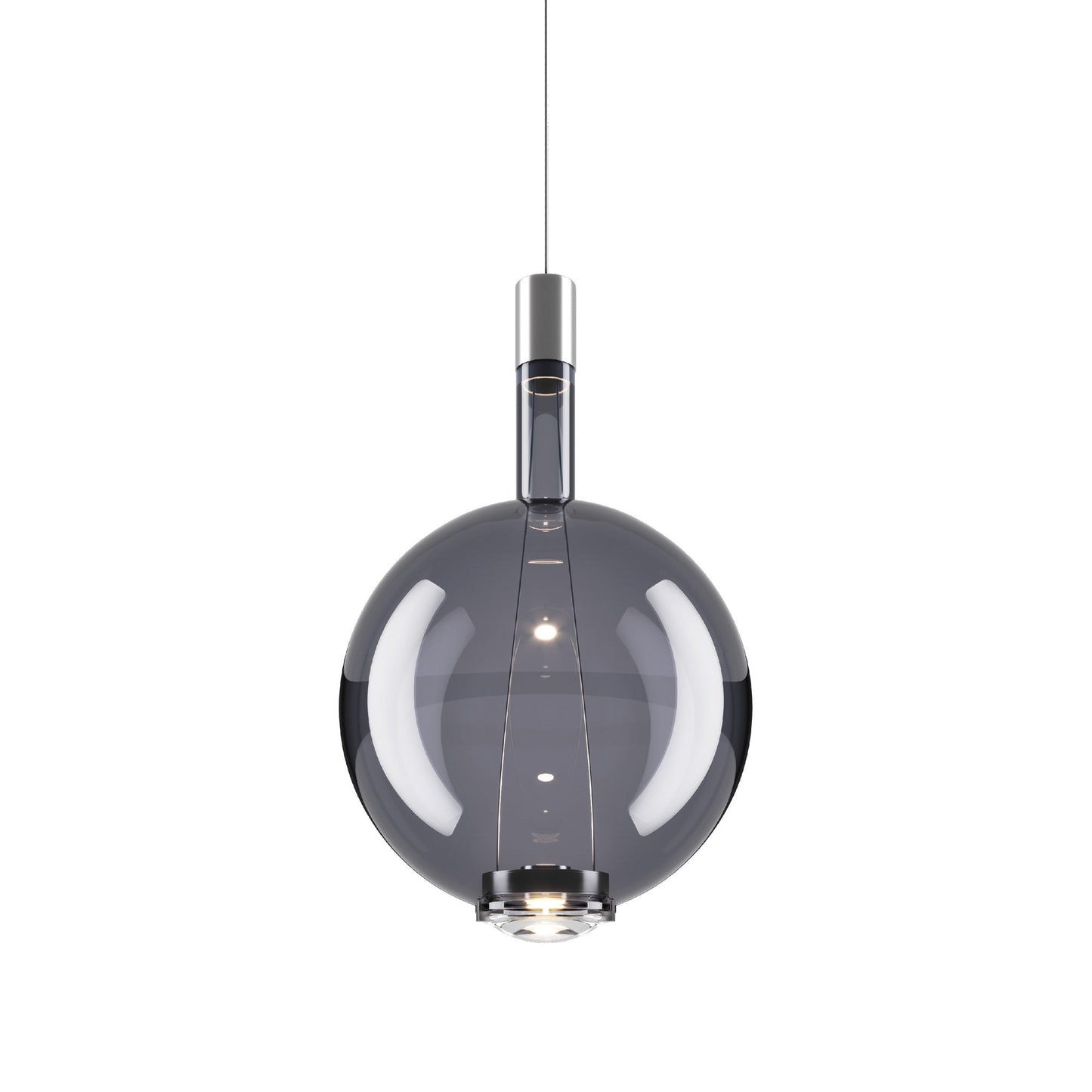 Sky-Fall Round LED Pendant Light in Glossy Smoke (Large).