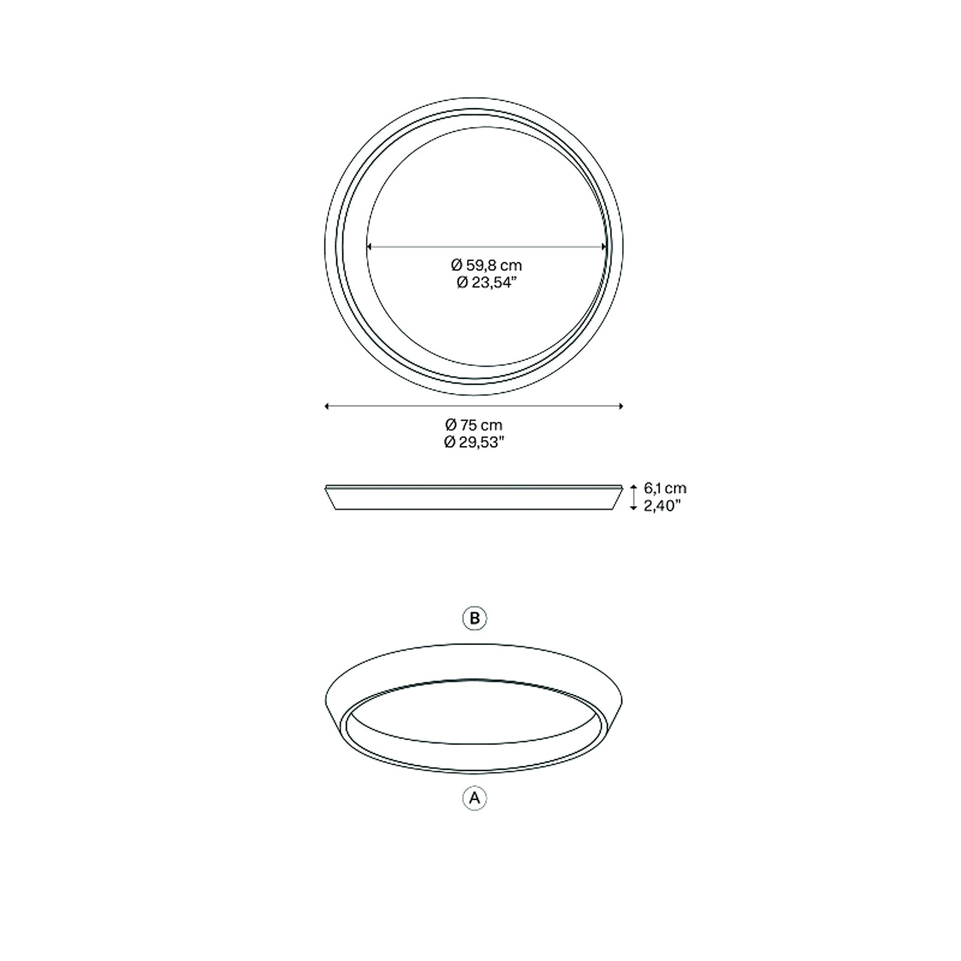Tidal LED Flush Mount Ceiling Light - line drawing.