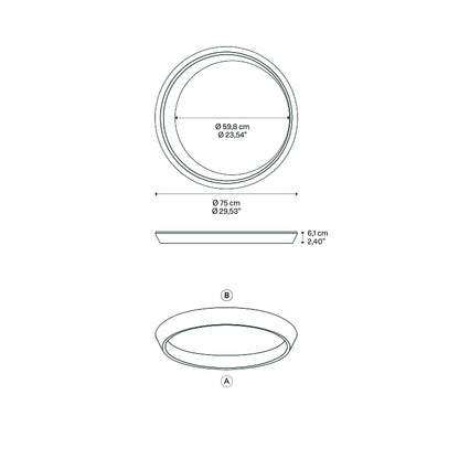 Tidal LED Flush Mount Ceiling Light - line drawing.